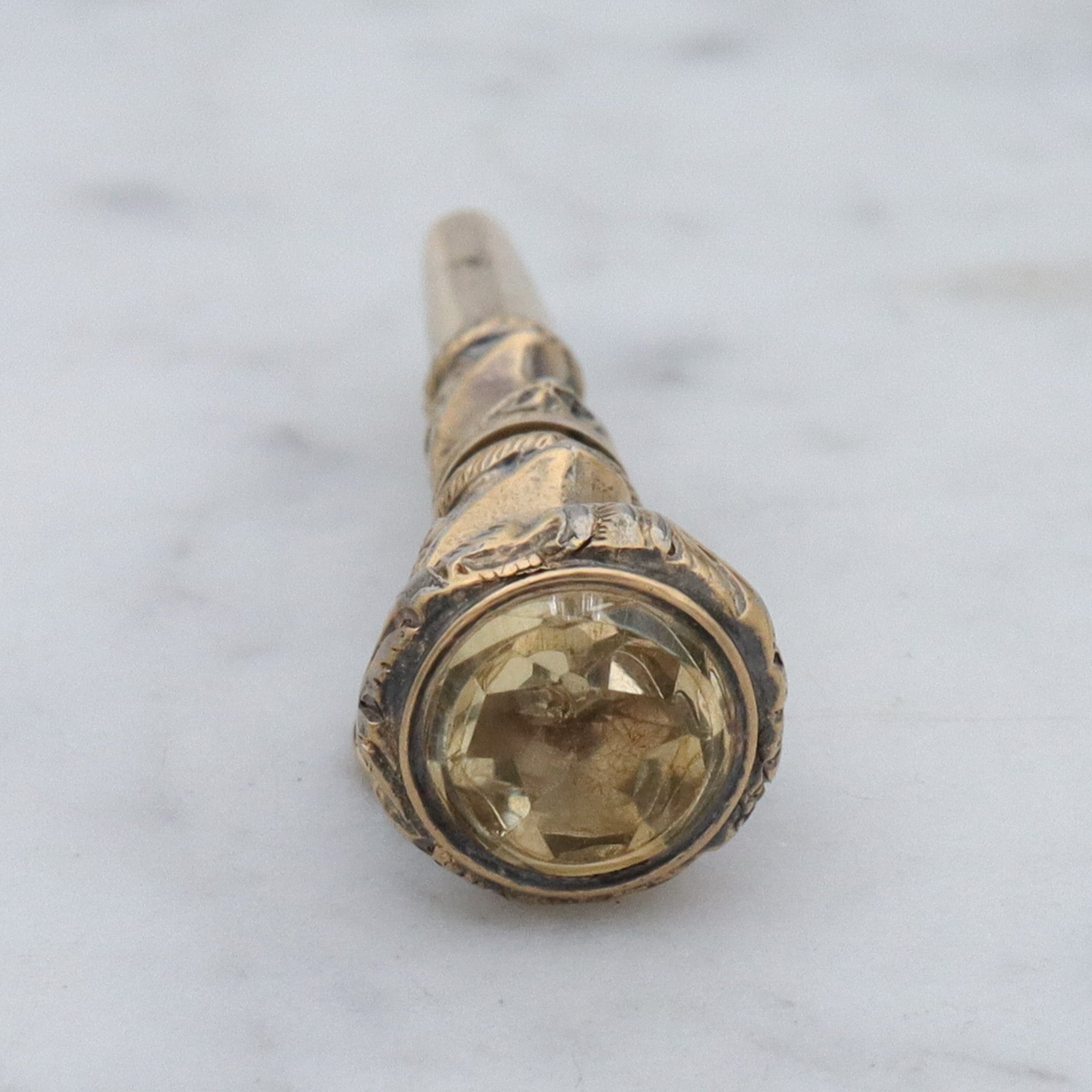 Antique Victorian gold filled watch key fob w/citrine